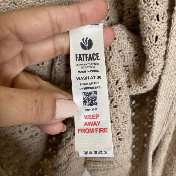 Fatface Womens Open Knitted Sweater Edge-Edge Cardigan Beige Open Front Size 2 - Picture 9 of 12